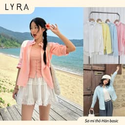 Thumbnail LYRA - Áo sơ mi nữ dài tay form rộng hai túi kiểu dáng basic, chất cotton thô Hàn cao cấp LWNSM009 1