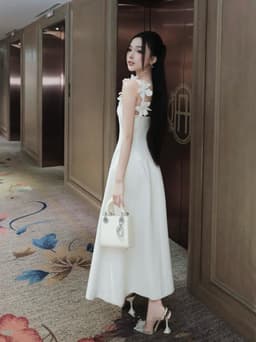 Thumbnail Đầm xòe dự tiệc thiết kế 2 dây dáng dài tùng xòe phối hoa vai sang trọng thời trang Callene (L2508) 2