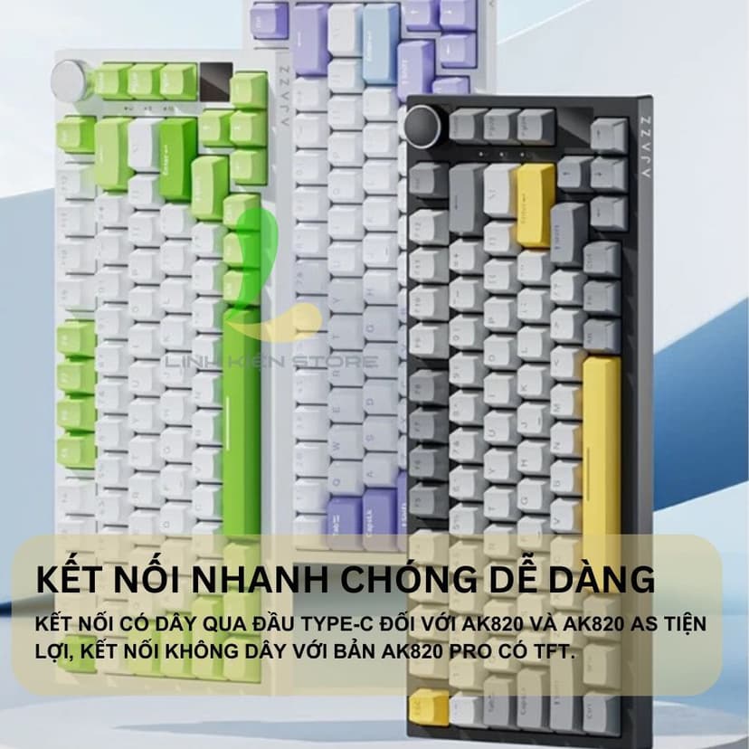Ảnh Bàn Phím Cơ Không Dây Và Có Dây HOSAN AJAZZ AK820 / AK820 Pro / AK820 AS Có Nút Vặn Tiện Lợi 4