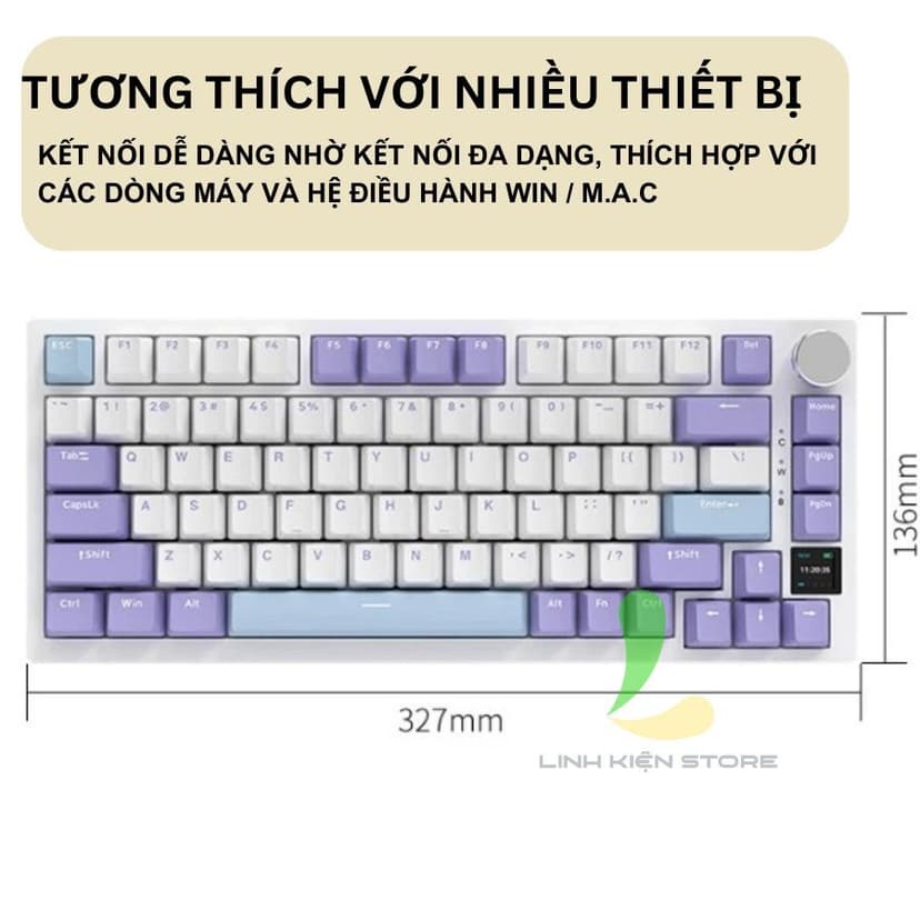 Ảnh Bàn Phím Cơ Không Dây Và Có Dây HOSAN AJAZZ AK820 / AK820 Pro / AK820 AS Có Nút Vặn Tiện Lợi 3