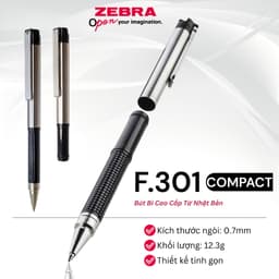 Thumbnail Bút Bi Cao Cấp F.301 Compact 0.7mm Zebra Pen - Mực Xanh, Thân Kim Loại, Nhẹ 12.3g [CHÍNH HÃNG] 1