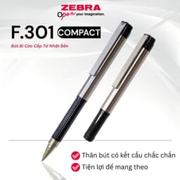 Thumbnail Bút Bi Cao Cấp F.301 Compact 0.7mm Zebra Pen - Mực Xanh, Thân Kim Loại, Nhẹ 12.3g [CHÍNH HÃNG] 2