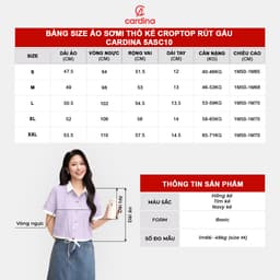 Thumbnail Áo sơ mi nữ CARDINA chất thô dáng croptop có đường rút gấu trẻ trung năng động 5ASC10 1
