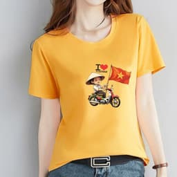 Thumbnail Áo phông nữ Cờ Đỏ Sao Vàng Việt nam chất liệu thun cotton - Áo thun nữ 'Độc lập tự do' - LOZA G0400 3