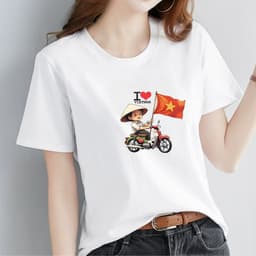 Thumbnail Áo phông nữ Cờ Đỏ Sao Vàng Việt nam chất liệu thun cotton - Áo thun nữ 'Độc lập tự do' - LOZA G0400 1