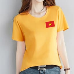 Thumbnail Áo phông nữ Cờ Đỏ Sao Vàng Việt nam chất liệu thun cotton - Áo thun nữ 'Độc lập tự do' - LOZA G0400 4