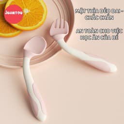 Thumbnail Bộ nĩa và thìa xoắn có thể uốn cong Học tập ăn Bộ đồ ăn bằng silicon PP Muỗng mềm uốn cong 360 độ 2