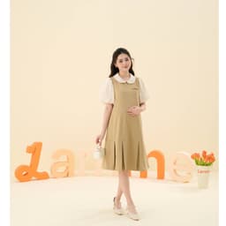 Thumbnail Váy bầu, đầm bầu Elena Dress thiết kế cổ sen cách điệu phối chân váy đuôi cá xếp ly, chất vải chéo hàn BY L'AMME 1