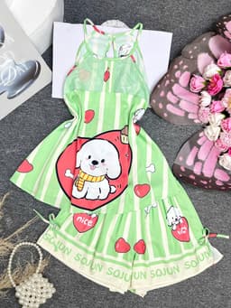 Thumbnail Đồ Ngủ Sexy Nữ SOJUN Bộ Yếm Latin Xếp Ly Ren Thiết Kế 1 size 45 - 65Kg 1