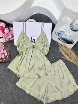 Thumbnail Đồ Ngủ Sexy Nữ SOJUN Bộ 2 Dây Trơn Bèo Nơ Nhún  1 size 45 - 65Kg 3