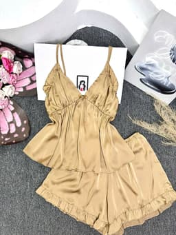Thumbnail Đồ Ngủ Sexy Nữ SOJUN Bộ 2 Dây Trơn Bèo Nơ Nhún  1 size 45 - 65Kg 2
