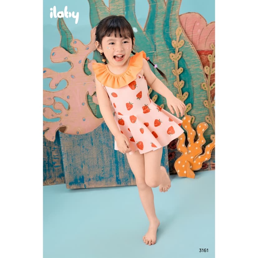 Ảnh Bộ đồ bơi bé gái ILABY bộ swimsuit cutout lưng cho bé gái thiết kế khoét nách cổ bẻo size từ 9-38kg [3161] 3
