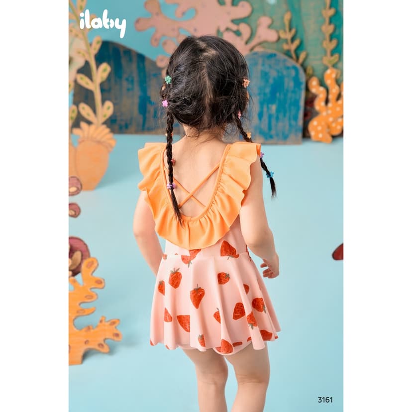 Ảnh Bộ đồ bơi bé gái ILABY bộ swimsuit cutout lưng cho bé gái thiết kế khoét nách cổ bẻo size từ 9-38kg [3161] 4