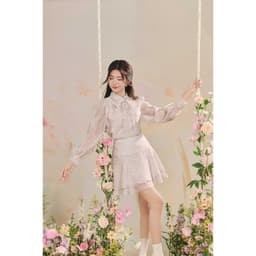 Thumbnail Set Áo sơ mi cổ đức tròn đính nơ họa tiết 2R05.2503OG, Chân váy pattern đổ hai tầng họa tiết 4R02.2503OG, set đồ nữ JM 3