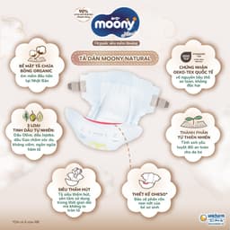 Thumbnail [TẶNG MIẾNG NGẪU NHIÊN] Bộ 3 Tã dán Moony Natural siêu cao cấp NB62+4/S58+2/M46/L38 4