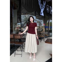 Thumbnail Áo Thun Nữ mã 269 Kiểu Lệch Vai Gấu Vát Nhún Eo Chất Vải Mềm Mịn Chất Cotton Nhật 3