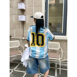 Thumbnail Áo Thun DirtyCoins Soccer Jersey Striped Baby Blue White 2