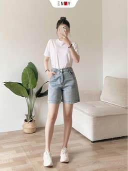 Thumbnail Quần Short Jean Ngố Nữ Ống Rộng Lưng Cao ENVY JS56, Quần Jean Đùi Nữ 1