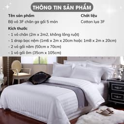 Thumbnail Bộ Vỏ Chăn Ga Gối 5 Món Cotton Lụa 3F A Concept Decor Sọc 3 Phân Cao Cấp Vỏ Thoáng Mát Sang Trọng Chuẩn Khách Sạn 5 Sao 2
