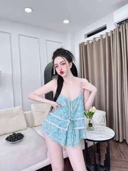 Thumbnail Đồ Ngủ Sexy Nữ SOJUN Bộ Chiffon Phối Ren 2 Tầng Dưới 60Kg 3