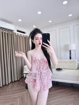 Thumbnail Đồ Ngủ Sexy Nữ  SOJUN Bộ Chiffon Phối Ren 2 Tầng Dưới 65Kg 1