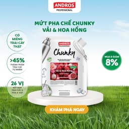 Thumbnail Mứt Pha Chế Vải & Hoa hồng - Có miếng trái cây thật - Nguyên liệu pha chế - ANDROS CHUNKY - 1kg 1