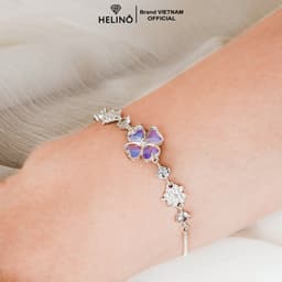 Thumbnail Lắc tay bạc nữ HELINO dây rút Cỏ bốn lá đính đá Moonstone đổi màu cao cấp trang sức lấp lánh V38 2