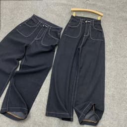 Thumbnail Quần Jean Bigsize Nữ Suông Dài Lưng Cao Tôn Dáng Viền Chỉ Cổ Điển 50-93kg Chubby Q544 3