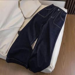 Thumbnail Quần Jean Bigsize Nữ Suông Dài Lưng Cao Tôn Dáng Viền Chỉ Cổ Điển 50-93kg Chubby Q544 2