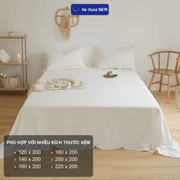 Thumbnail Bộ Ga Giường 5 Món Cotton He thong NEM Cao Cấp Bộ Vỏ Chăn Ga Ra Drap Gối Đệm Nệm Trải Phủ Bọc Giường 2