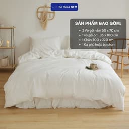 Thumbnail Bộ Ga Giường 5 Món Cotton He thong NEM Cao Cấp Bộ Vỏ Chăn Ga Ra Drap Gối Đệm Nệm Trải Phủ Bọc Giường 3