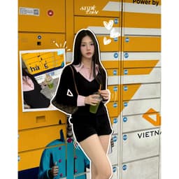 Thumbnail Simple Twist Studio - REGINA SET Áo thun kiểu tay dài đen phối chân váy xám xếp ly 2