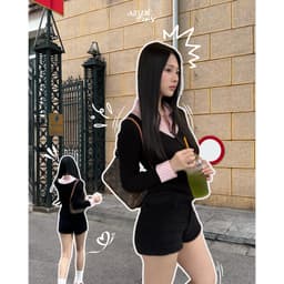 Thumbnail Simple Twist Studio - REGINA SET Áo thun kiểu tay dài đen phối chân váy xám xếp ly 4