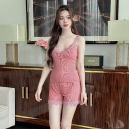 Thumbnail Hisexy Bộ ngủ nữ set ngủ nữ đồ bộ nữ thun tăm cao cấp co dãn 4 chiều dày dặn áo phối ren ms45 4
