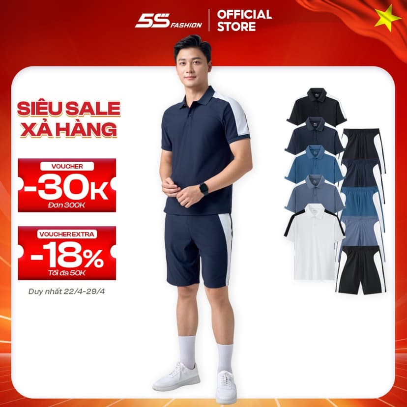 Ảnh Bộ Quần Áo Nam Polo AIR-COOL Mùa Hè 5S FASHION Nhẹ Mát, Phong Cách Thể Thao, Thiết Kế Can Phối Khỏe Khoắn (BAPC24005) 1