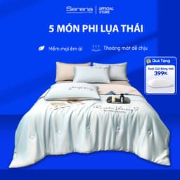 Thumbnail Bộ ga giường Serena Mattress 5 món vỏ chăn ra gối vải phi lụa thái trải đệm mát lạnh mùa hè 1