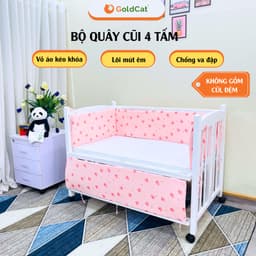 Thumbnail Quây Cũi Cho Bé GOLDCAT Thiết Kế 4 Tấm Thông Minh Dùng Cũi Trẻ Em Êm Ái, Chất Liệu Cotton An Toàn Cho Bé 1