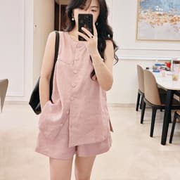 Thumbnail Set đồ nữ sát nách mã 280 – Gồm áo sát nách + quần short, form basic nhẹ mát 1