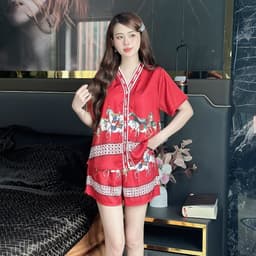 Thumbnail Set ngủ nữ pijama mặc nhà set bộ đồ ngủ pyjama Hisexy Lụa Latin cộc tay quần đùi P10 1
