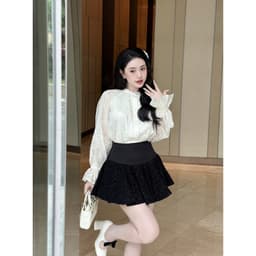 Thumbnail Áo Babydoll Nữ Cổ Trụ Viền Bèo Bo Tay Siêu Xinh - TAWON TOP - GOÛT DE JUN 2