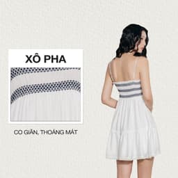 Thumbnail DOTTIE - Đầm ngắn chạy smocking trang trí - Trắng - D0697 1