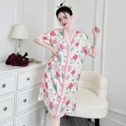 Thumbnail Đầm ngủ sơ mi Hisexy cổ chữ y Pijama sơ mi form suông Lụa Latin Cao cấp SM24 1