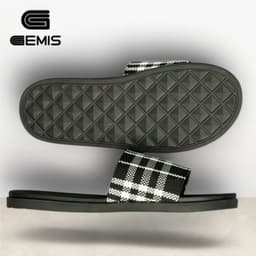 Thumbnail Dép Lê Nam Quai Ngang BBR Bản Đẹp Màu Đen Kẻ Ô Trắng - Gemis - DéP, Nhung Cao Su Đế Bằng Slipper 3
