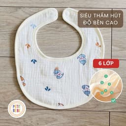 Thumbnail Yếm ăn dặm muslin 6 lớp PETIT BEBE cho bé trai bé gái 3