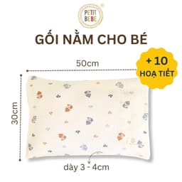 Thumbnail Gối nằm cho bé mẫu giáo tiểu học muslin Petit Bebe 30x50cm mềm mát thoáng khí 1