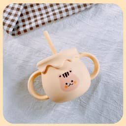 Thumbnail Cốc Tập Uống, Tập Hút Silicon Thực Phẩm 3 Giai đoạn KidsWorld Tặng Kèm Nắp Cho Bé 3