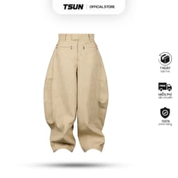 Thumbnail Quần Dài Nâu Ống Rộng Brand TSUN Chính Hãng - ALI PANTS Unisex Phối Đinh Tán Streetwear Localbrand 1