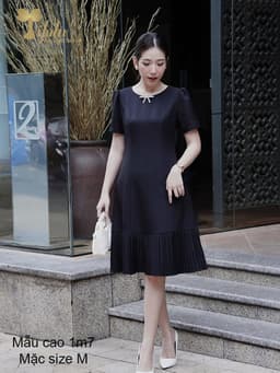 Thumbnail Đầm trung niên U50 TIFALU dáng suông A  màu đen dự tiệc, công sở - Zol326BLK 2