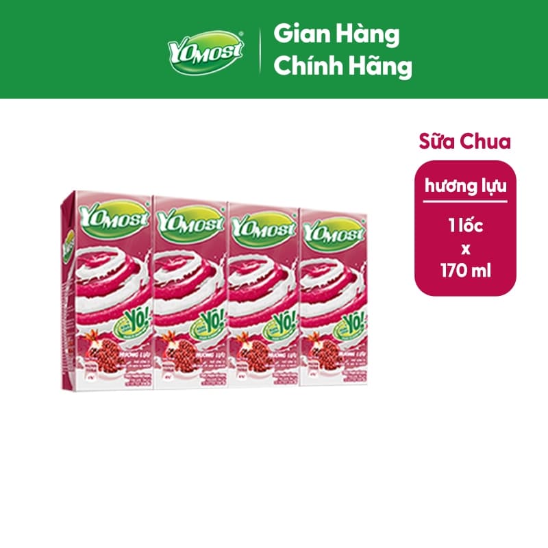 Ảnh Lốc sữa chua lên men tự nhiên Yomost hương lựu 4x170ml 1