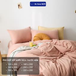 Thumbnail Bộ Chăn Ga Gối Đệm He thong NEM Cao Cấp Bộ Vỏ Chăn Drap Ga Ra Gối Nệm Đệm 5 Món Cotton Trơn Phủ Trải Giường 4
